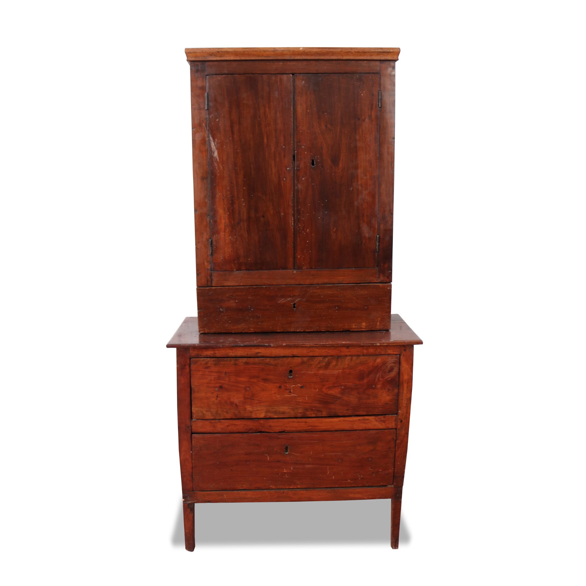 Antico comò in legno con alzatina. Epoca 1800.